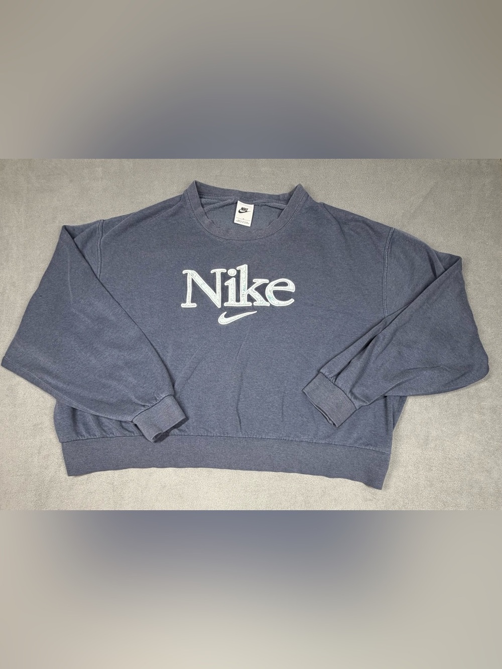 Nike Crewneck Blue Sweatshirt With Blue Velvet Embroidery